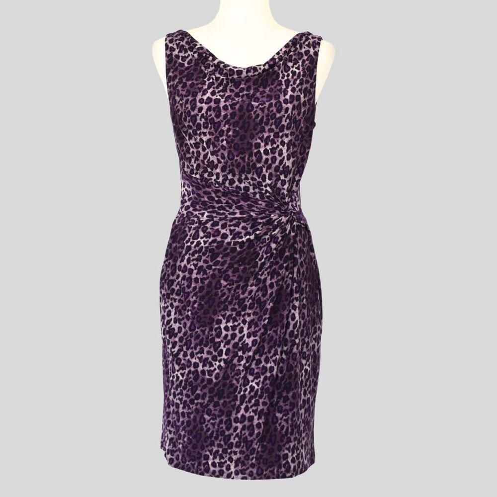 RALPH LAUREN Women's Animal Print Dress Purple Size 10P